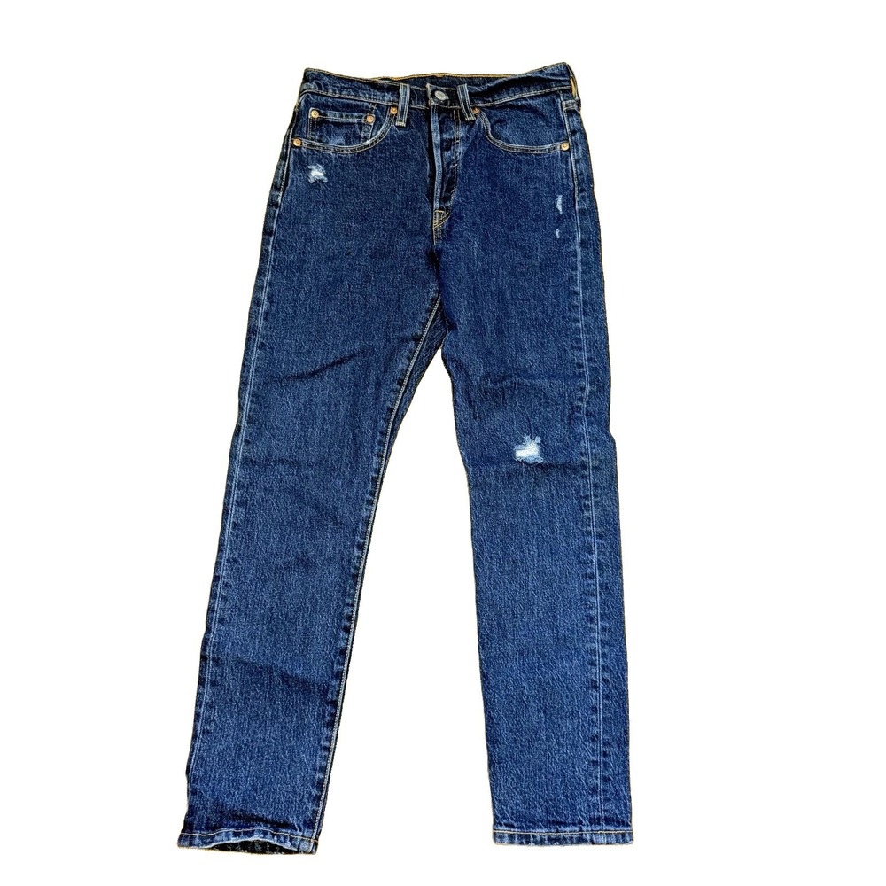 Levi's Women 501S Jeans 26x28 Blue Distressed Slim Button Fly